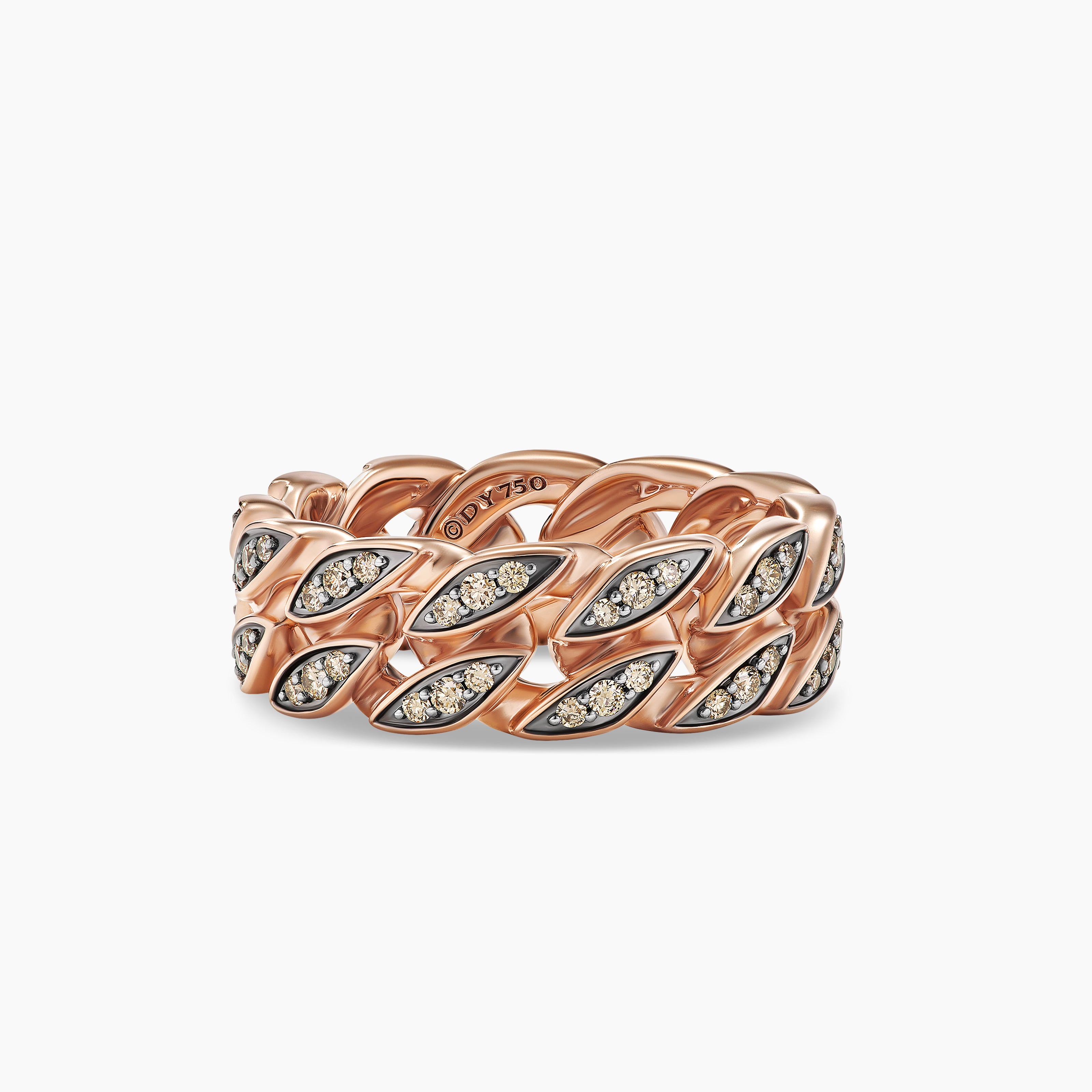 Mens Curb Chain Band Ring in 18K Rose Gold, 8mm