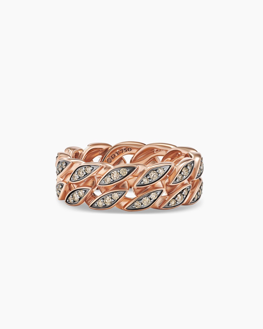 Anneau Curb Chain en or rose 18 carats, 8 mm hommes