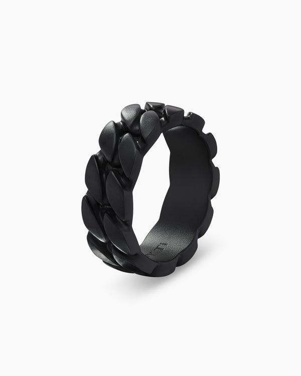 Curb Chain Band Ring in Black Titanium, 8mm