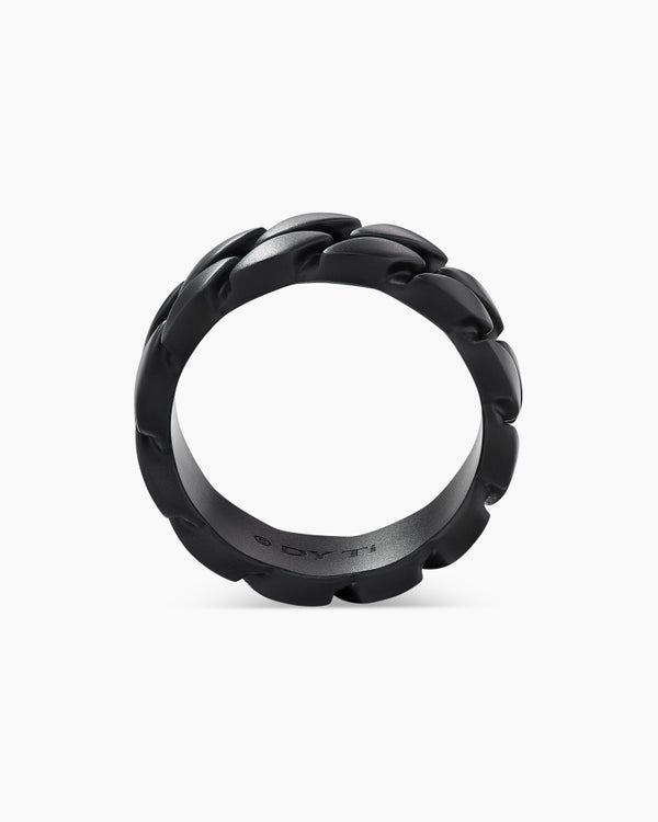 Curb Chain Band Ring in Black Titanium, 8mm