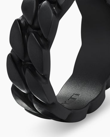 Anneau chaîne en maille cheval en titane noir, 8 mm