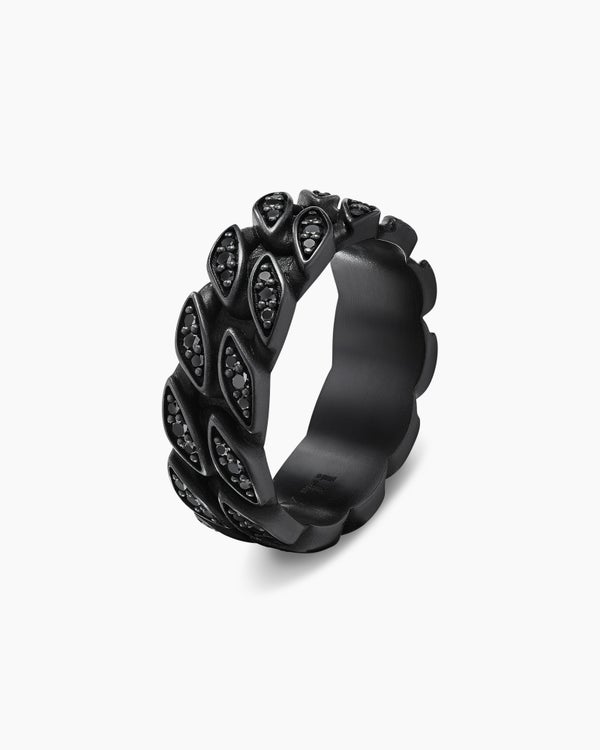 Curb Chain Band Ring in Black Titanium, 8mm