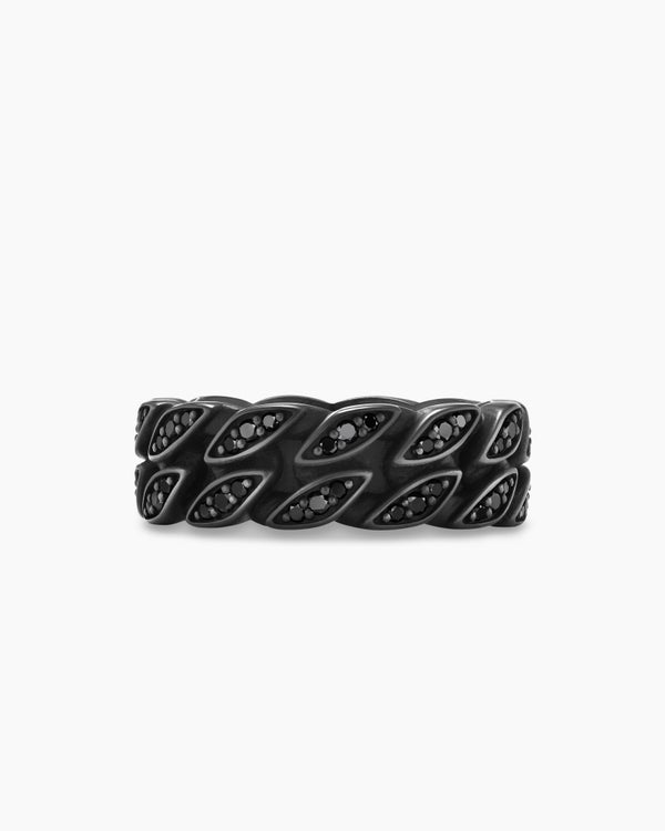 Curb Chain Band Ring in Black Titanium, 8mm