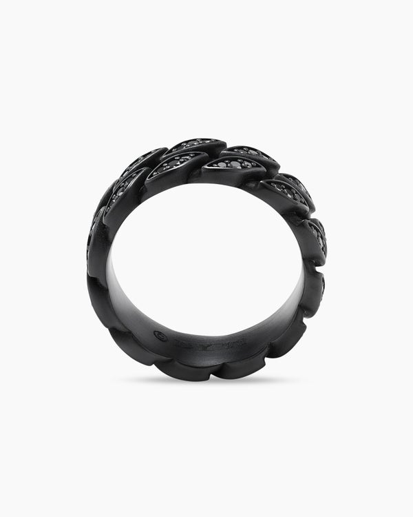 Curb Chain Band Ring in Black Titanium, 8mm