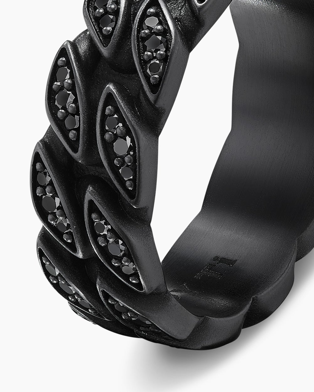 Anneau Curb Chain en titane noir, 8 mm hommes