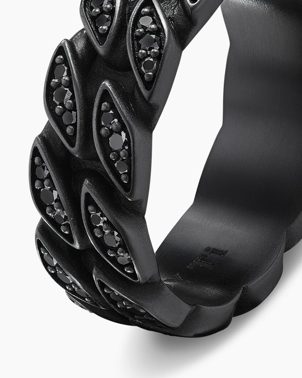 Curb Chain Band Ring in Black Titanium, 8mm