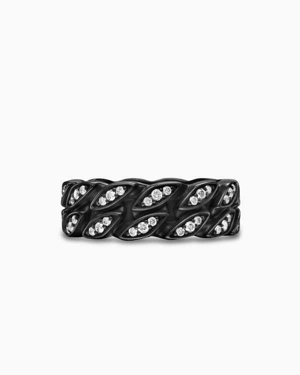 Curb Chain Band Ring in Black Titanium, 8mm