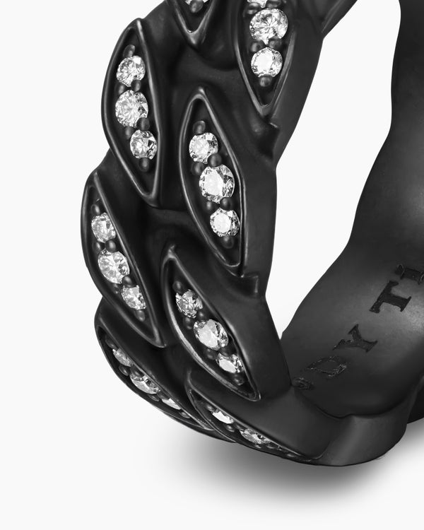 Curb Chain Band Ring in Black Titanium, 8mm