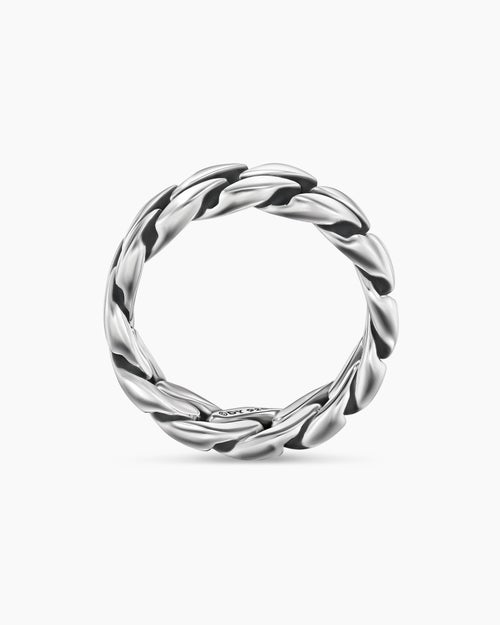 Mens Curb Chain Band Ring in Sterling Silver, 8mm