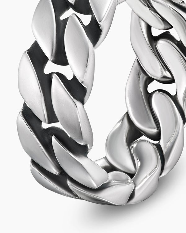 Curb Chain Band Ring in Sterling Silver, 8mm