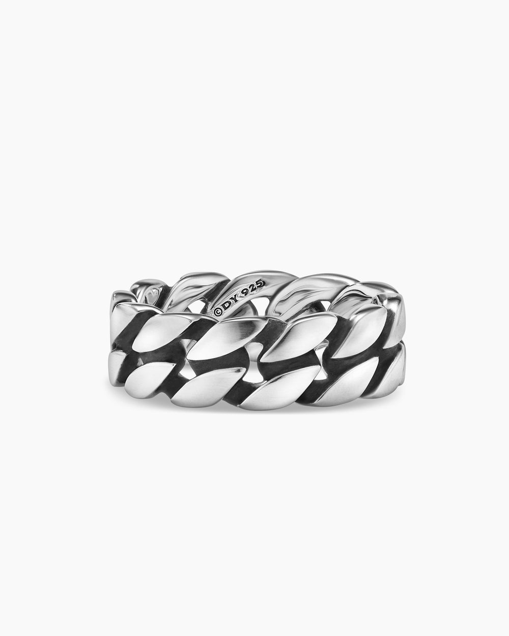 Mens Curb Chain Band Ring in Sterling Silver, 8mm