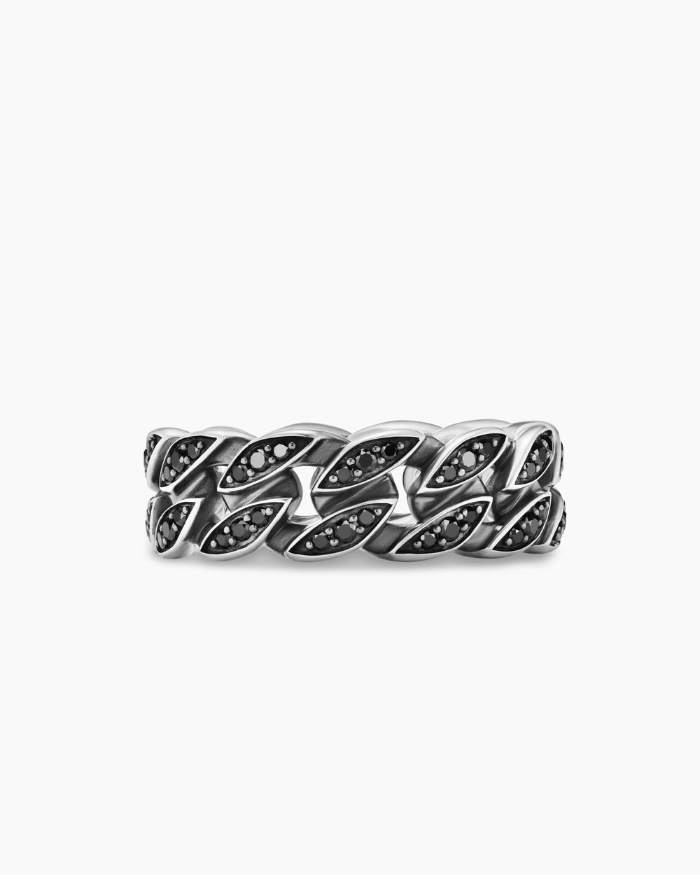 Mens Curb Chain Band Ring in Sterling Silver, 8mm