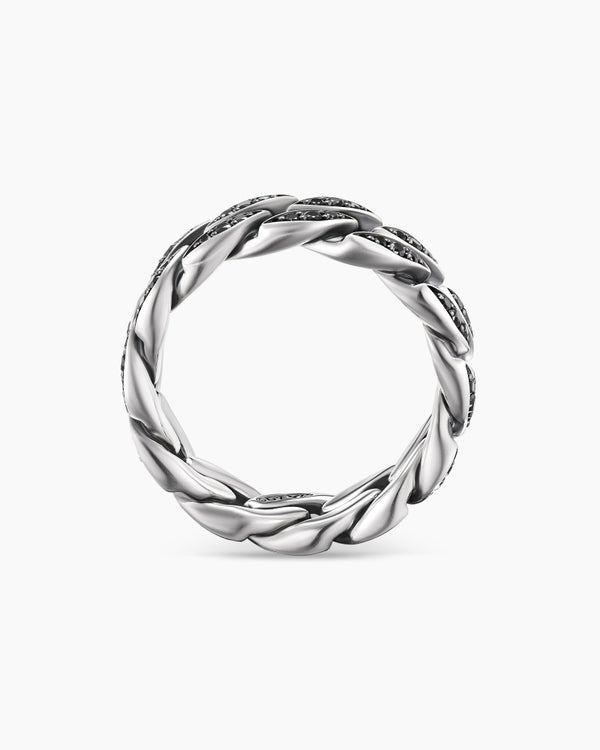 Curb Chain Band Ring in Sterling Silver, 8mm