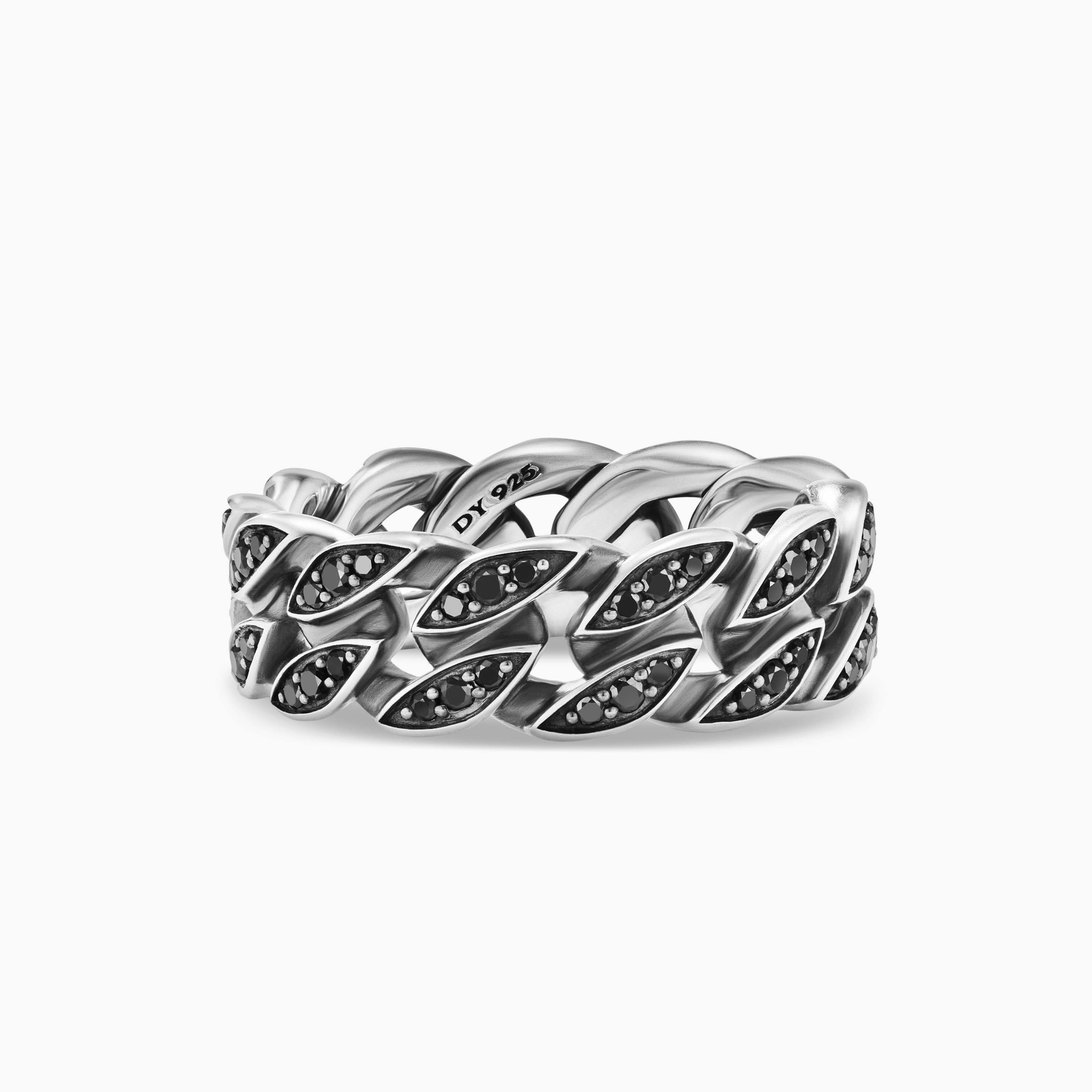Mens Curb Chain Band Ring in Sterling Silver, 8mm