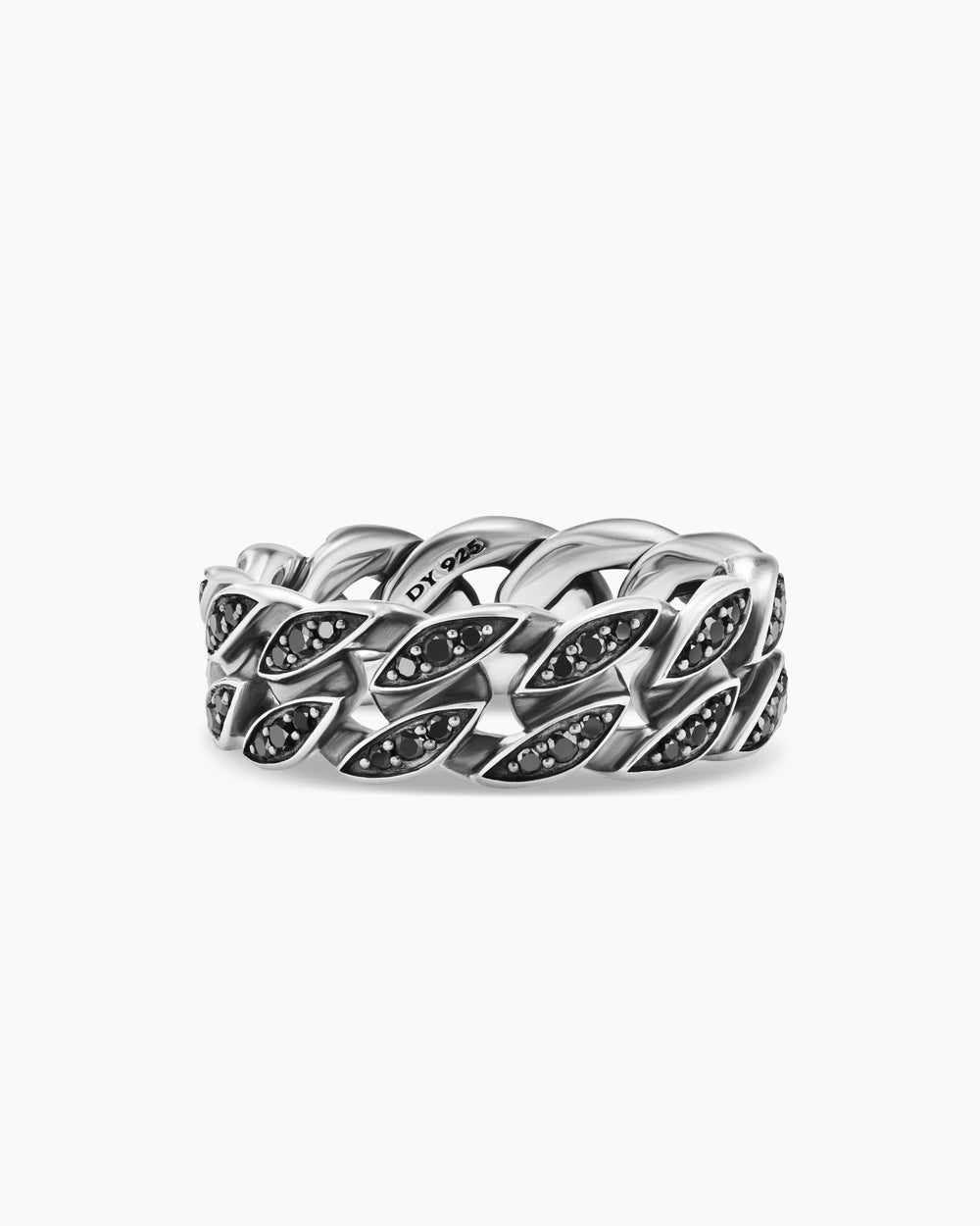 Mens Curb Chain Band Ring in Sterling Silver, 8mm