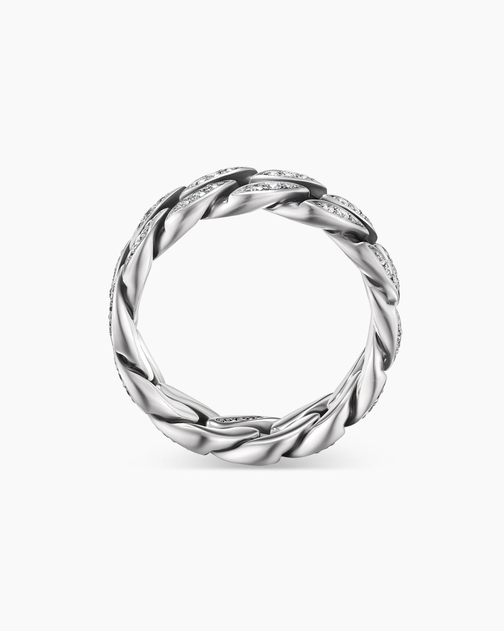 Mens Curb Chain Band Ring in Sterling Silver, 8mm