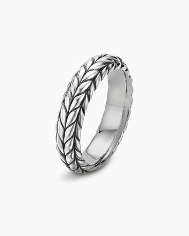 Chevron Bevelled Band Ring in Sterling Silver, 6mm