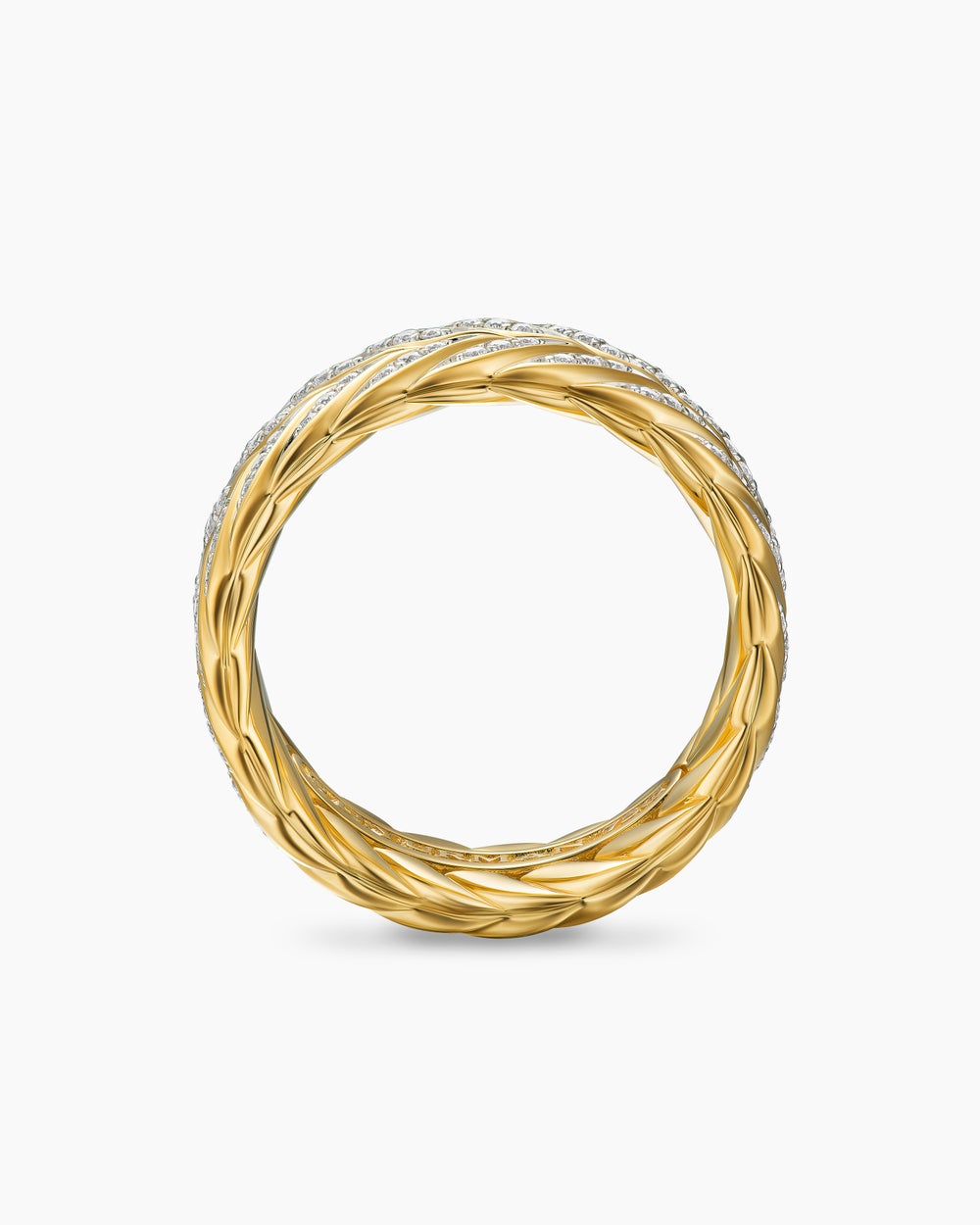 Mens Chevron Pavé Band Ring in 18ct Yellow Gold with Diamonds, 9mm