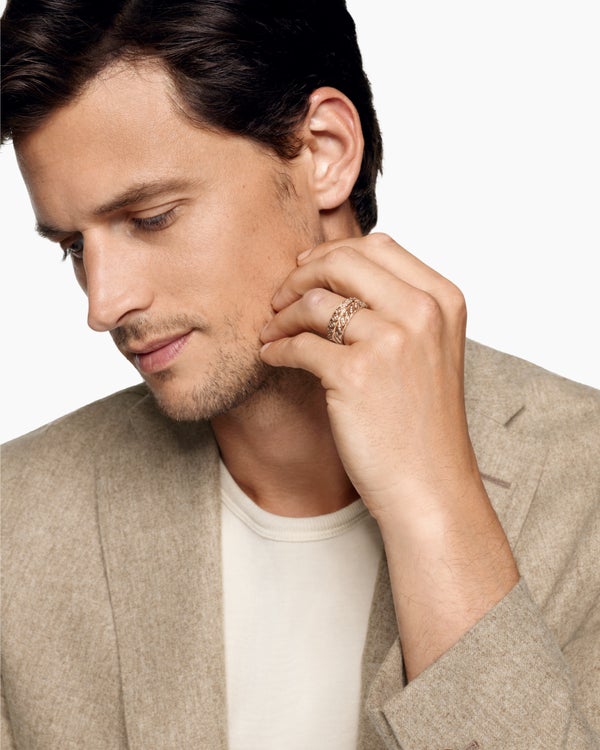 Bague Chevron, à pavé