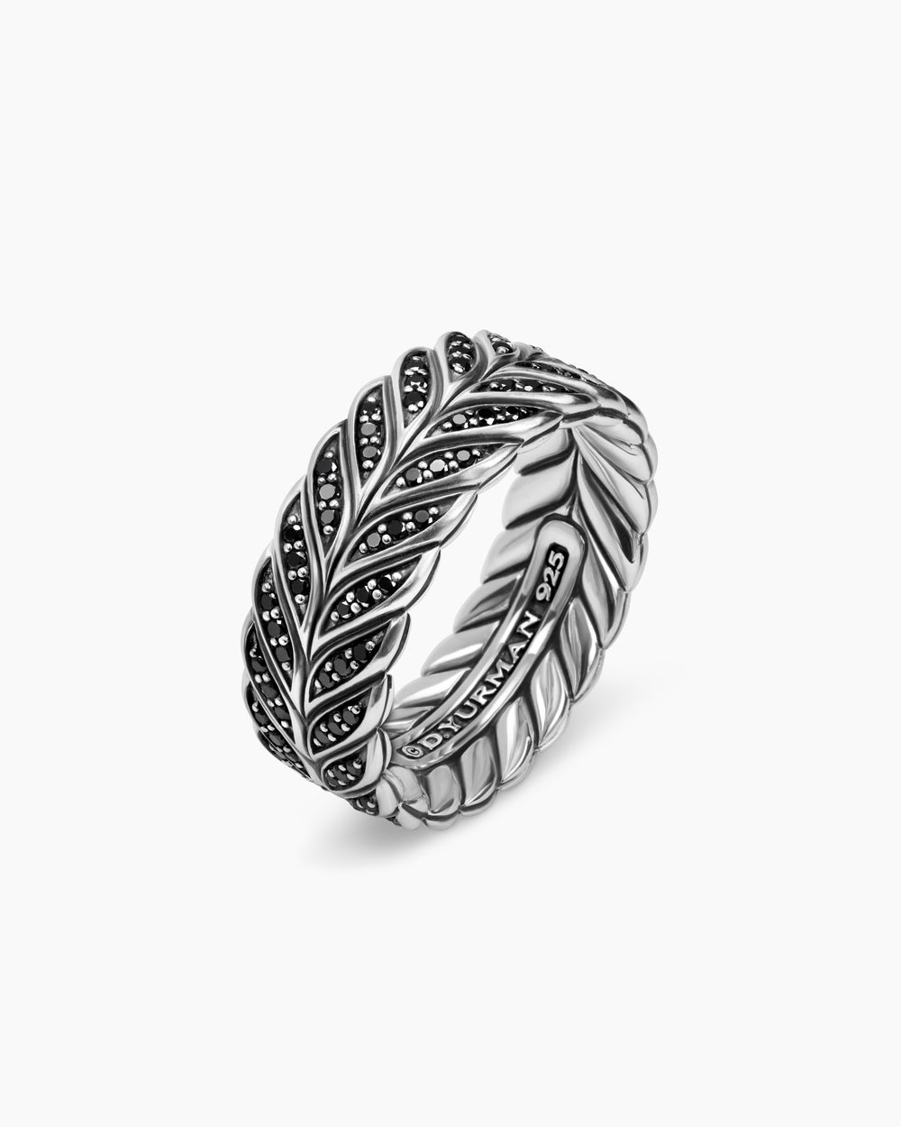 Mens Chevron Pavé Band Ring in Sterling Silver, 9mm