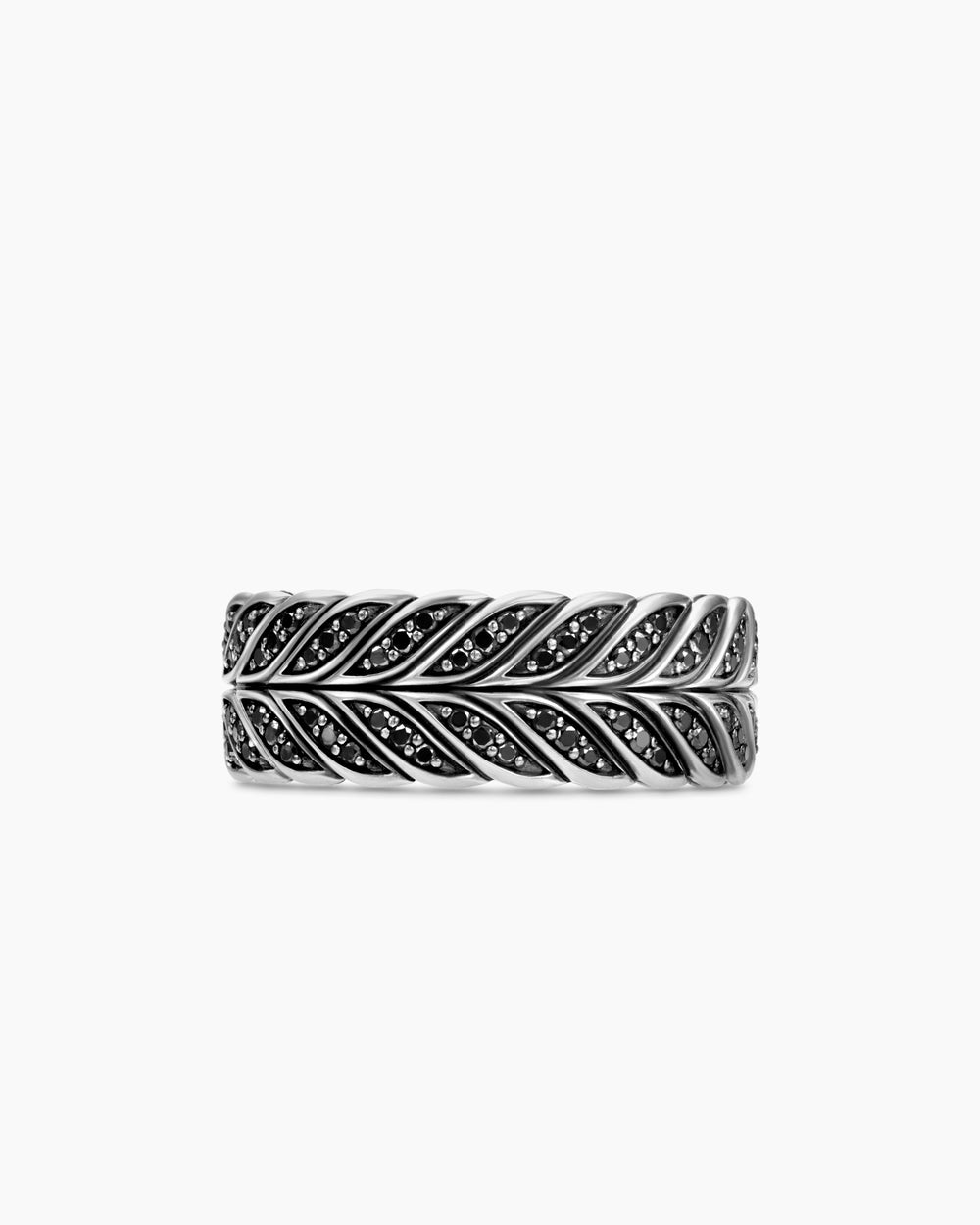 Mens Chevron Pavé Band Ring in Sterling Silver, 9mm