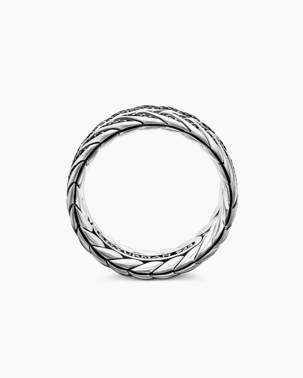 Mens Chevron Pavé Band Ring in Sterling Silver, 9mm