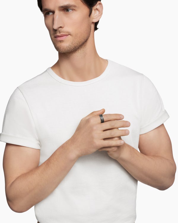 Anneau Chevron pavé en argent sterling, 9 mm