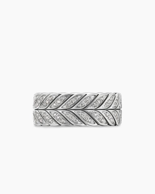 Anneau Chevron pavé en argent sterling, 9 mm hommes