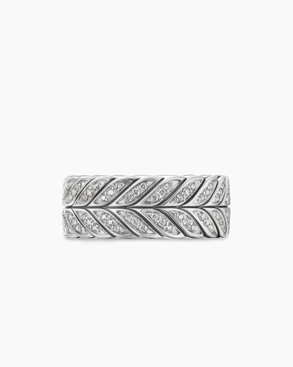 Anneau Chevron pavé en argent sterling, 9 mm