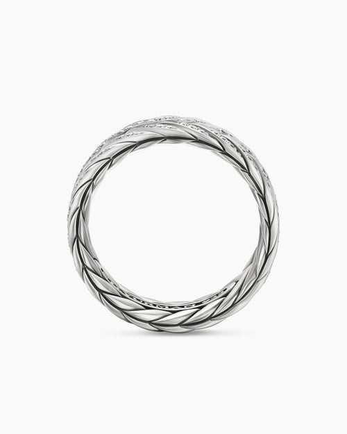 Anneau Chevron pavé en argent sterling, 9 mm hommes
