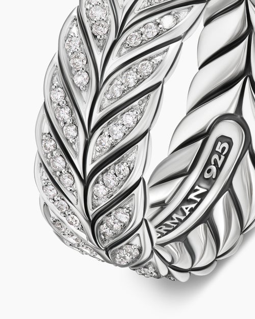 Anneau Chevron pavé en argent sterling, 9 mm hommes