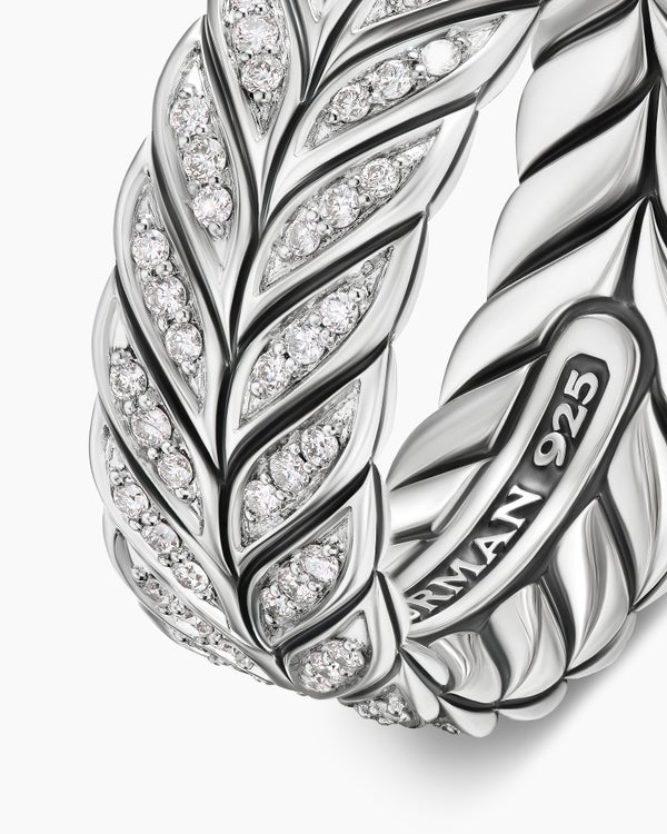 Anneau Chevron pavé en argent sterling, 9 mm