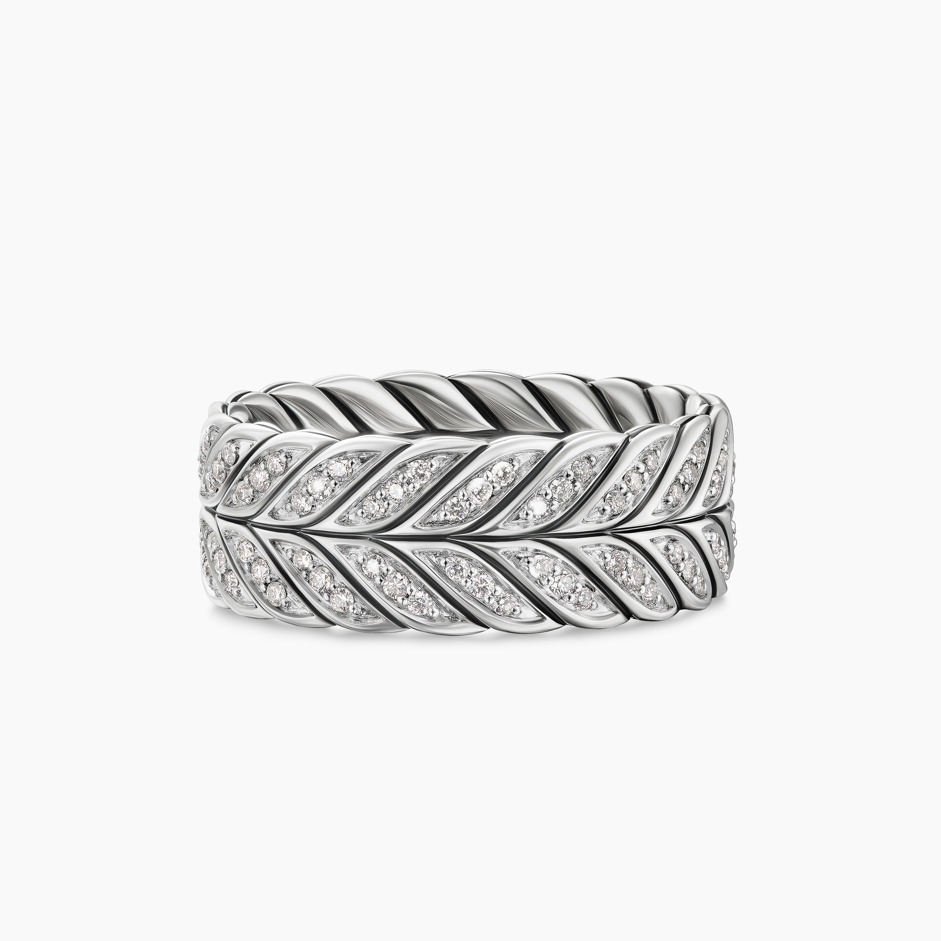 Anneau Chevron pav&eacute; en argent sterling, 9 mm hommes 