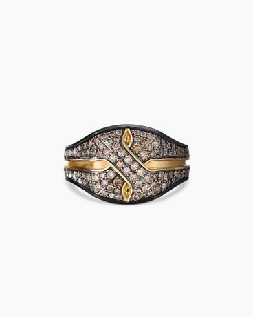 Armory® Signet Ring in Black Titanium with 18K Yellow Gold and Cognac Diamonds, 16mm
