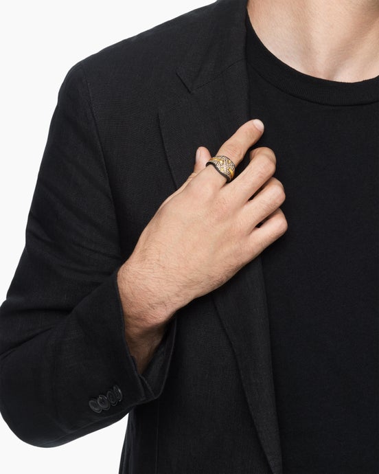 Armory Signet Ring in Black Titanium with 18K Yellow Gold, 16mm