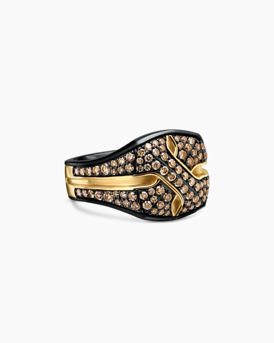 Armory Signet Ring in Black Titanium with 18K Yellow Gold, 16mm