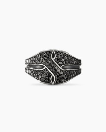 Armory® Signet Ring in Sterling Silver with Black Diamonds, 16mm