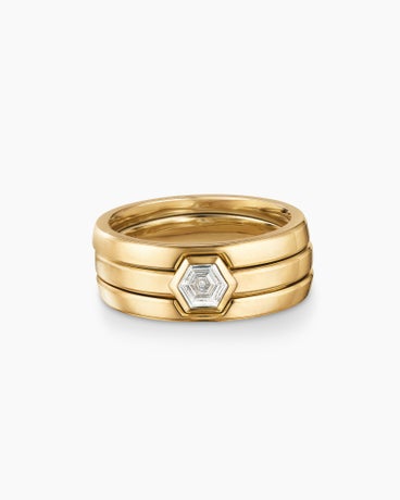 Nesting Band Ring in 18K Yellow Gold with Centre Diamond, 10mm