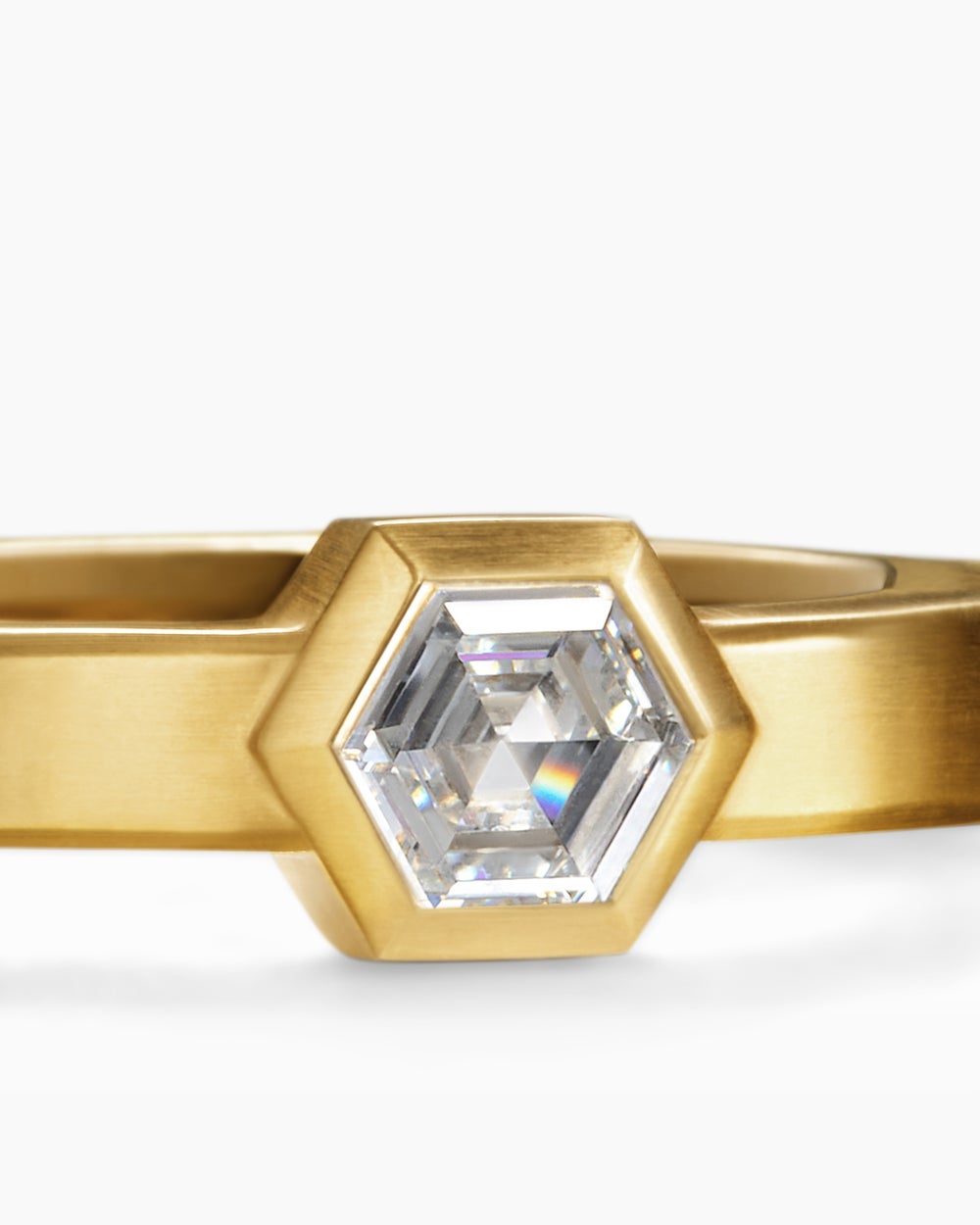 Mens Nesting Band Ring in 18K Yellow Gold with Center Diamond, 10mm