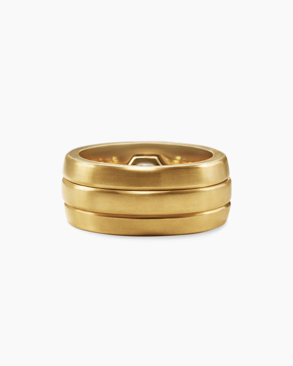 Mens Nesting Band Ring in 18K Yellow Gold with Center Diamond, 10mm