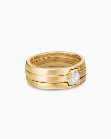 Nesting Band Ring in 18K Yellow Gold with Center Diamond, 10mm