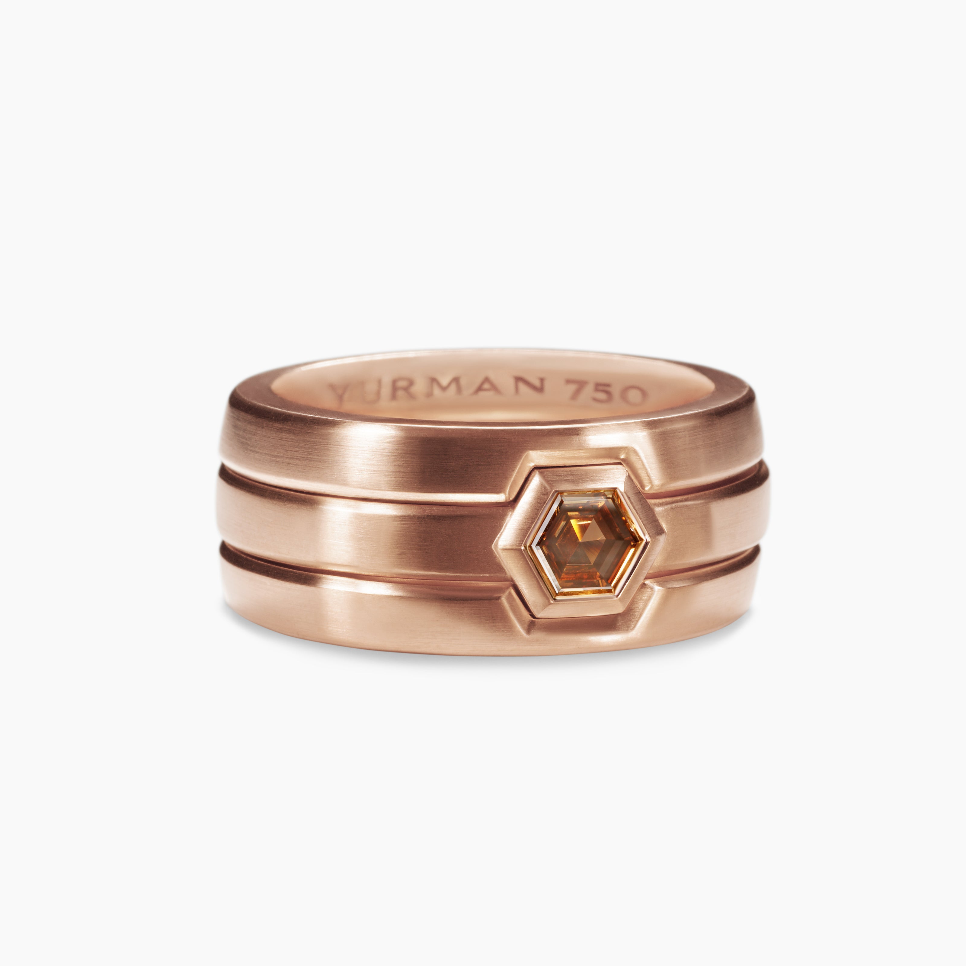 Mens Nesting Band Ring in 18K Rose Gold with Diamond, 10mm