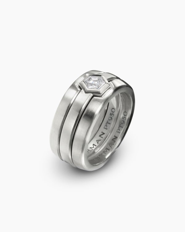 Nesting Band Ring in Platinum with Center Diamond, 10mm