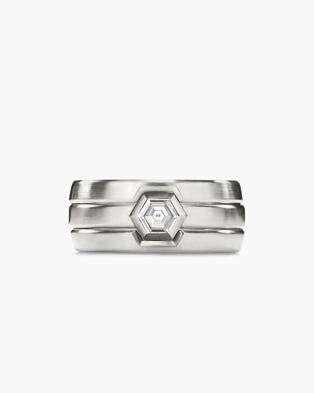 Mens Nesting Band Ring in Platinum with Center Diamond, 10mm