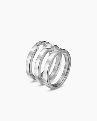 Nesting Band Ring in Platinum with Center Diamond, 10mm