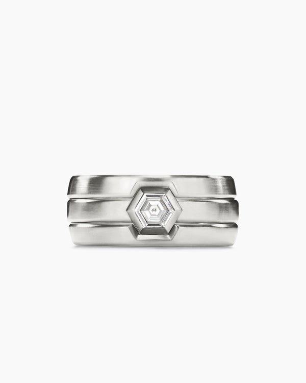 Nesting Band Ring in Platinum with Center Diamond, 10mm