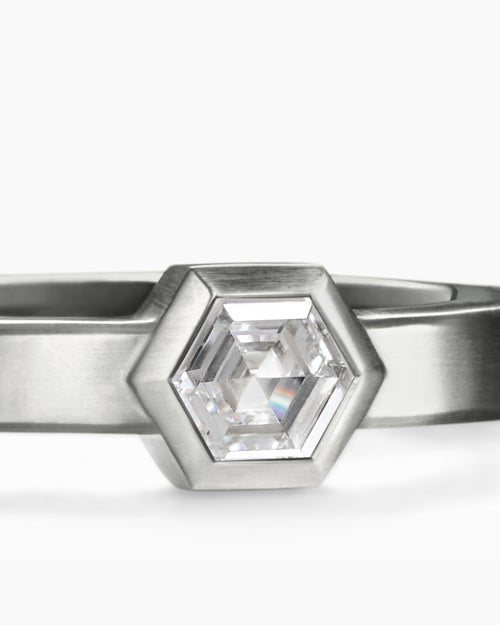 Mens Nesting Band Ring in Platinum with Centre Diamond, 10mm