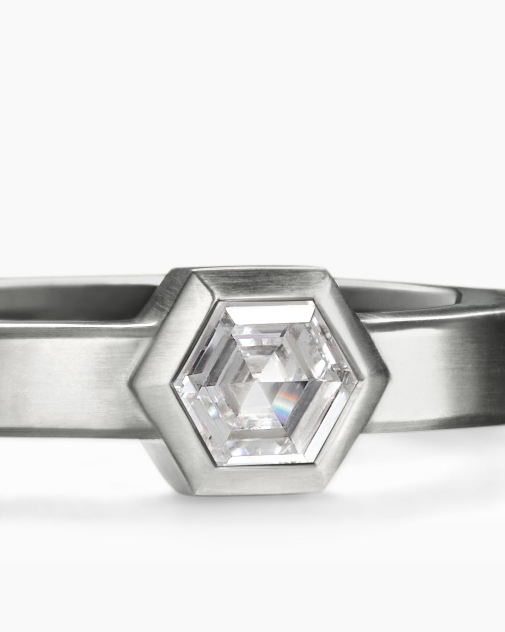 Mens Nesting Band Ring in Platinum with Center Diamond, 10mm