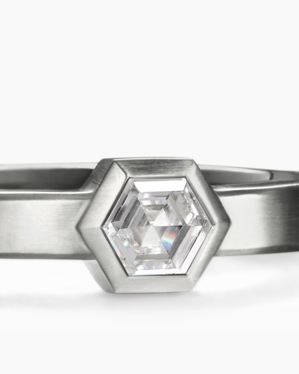 Nesting Band Ring in Platinum with Center Diamond, 10mm