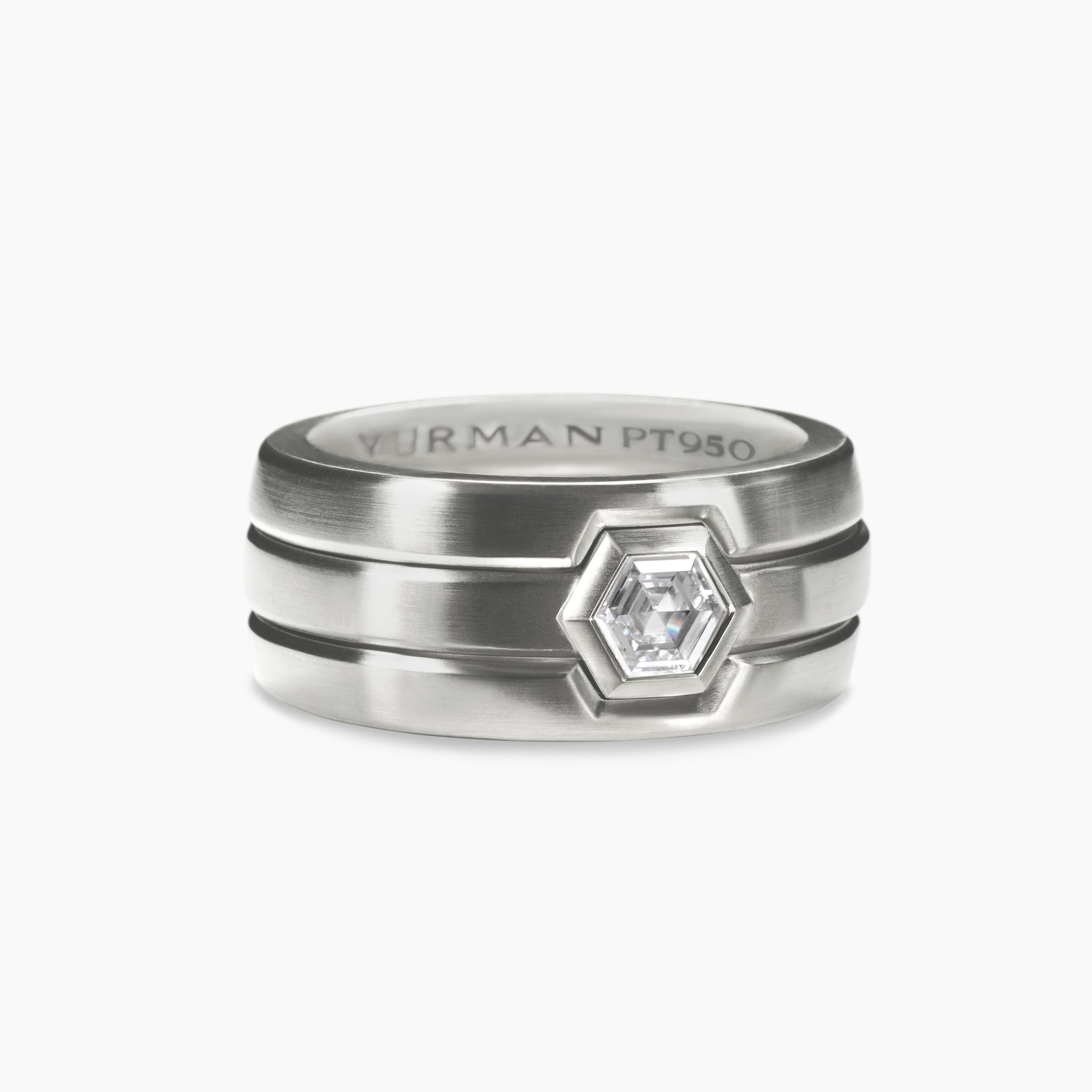 Mens Nesting Band Ring in Platinum with Diamond, 10mm